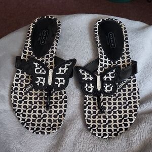 Coach Monogram Black and White Sandals